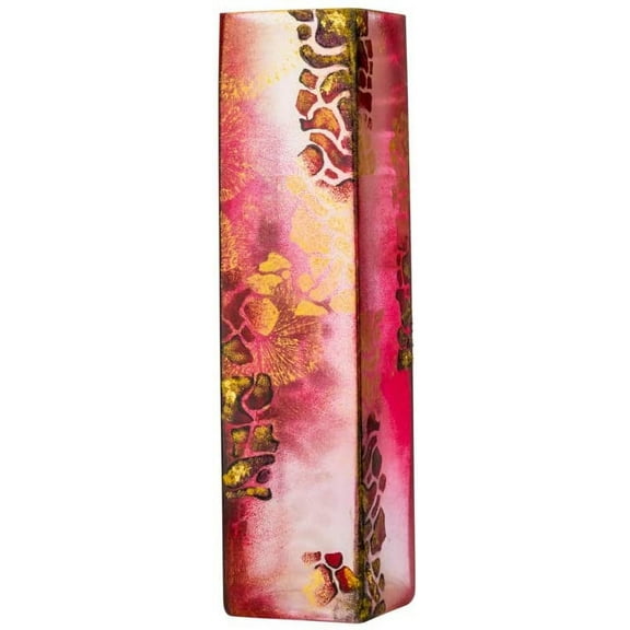 Victoria Bella 16" Decorative Vase, Abstract Bordeau Potal, European Glass with a Handmade Unique Pattern