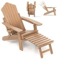 thumbnail image 2 of Costway Chaise Adirondack de Patio Tout Temps en HIPS Chaise Longue avec Repose-Pieds Rétractable Brun, 2 of 9