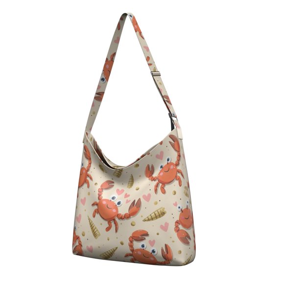 Marine Adorable Crab Canvas Handbag Cross Body Shoulder Purse Bag Tote Handbag for Women Men