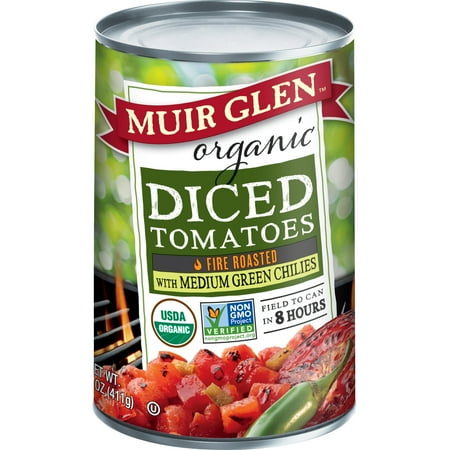 Organic Diced Tomatoes - Muir Glen Organic Diced Roasted Tomatoes Medium Green Chilies 14.5 oz