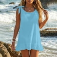 thumbnail image 4 of ZyeKqe Beach Cover-Up for Women Mini Dresses Sleeveless Ruffled Crewneck Lightweight Vacation Travel Casual Nightgown, 4 of 7