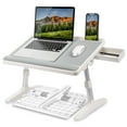 thumbnail image 1 of LAPGEAR Bureau de Lit en Cuir Inclinable avec Pieds Réglables, Repose-Poignet, Emplacement pour Média et Rangement Intégré - Gris - Convient aux Ordinateurs Portables jusqu'à 17 Pouces - Style No. 78505, 1 of 7