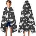 thumbnail image 3 of Dinosaur Silhouette Pattern Hooded Bath Towel，60"x35" for Ages 3 To 12 Kids, Quick Dry Lightweight Soft Microfiber Hood Beach Towel Cover Up for Kids, 3 of 7