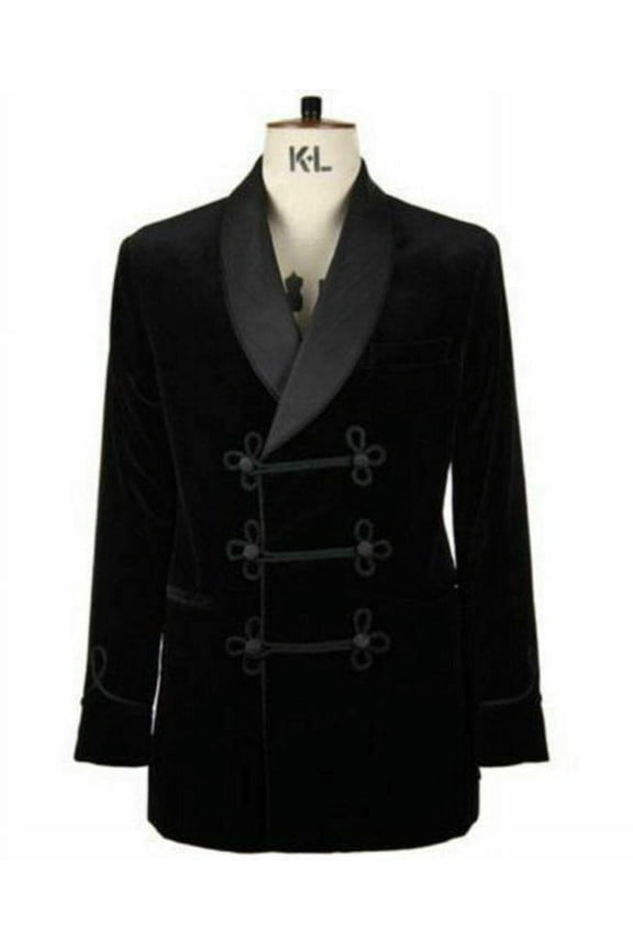 Mens Black Velvet Smoking Jacket Forging Style for Weddings & Evening Events