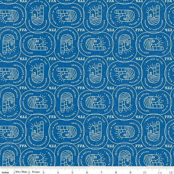 FFA Forever Blue 2 Farm Patch Blue Cotton Fabric (1 yard)