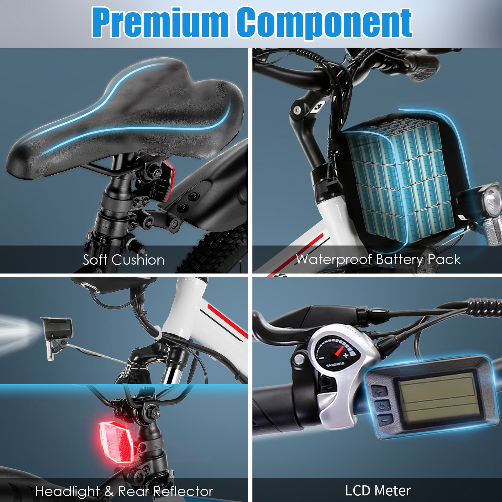 Elifine 500W 26" Electric Bike Folding Electric Mountain Bike for Adults, 22Mph, 48V 7.8Ah Battery Foldable Ebike, 21 Speed, Full Suspension Mountain E-bikes for Men Women with 5 Riding Modes, UL2849