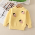 thumbnail image 3 of GYRATEDREAM Toddler Girls Pullover Sweater Comfy Long Sleeve Cable Knit Crewneck Cute Print Daily Wear Jumper Fall Winter for 2-3Y Yellow, 3 of 6