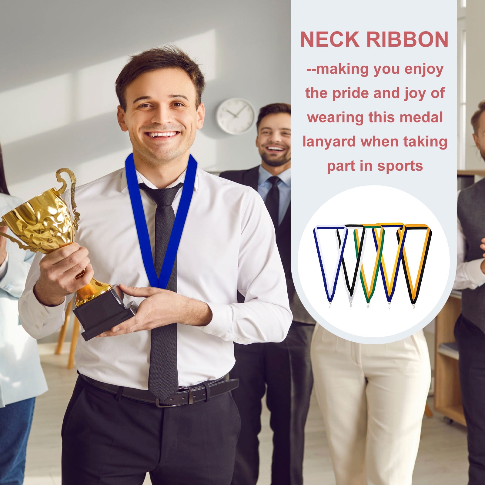 Uxcell Award Neck Ribbons with Snap Clips Polyester Medal Blank Lanyards for Competitions 5 Color 100 Pack