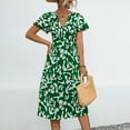 thumbnail image 1 of Fshaion Robe d'Été pour Femmes 2024 Grande Taille Décontractée à Manches Courtes Col en V Imprimée Mi-Mollet Liquidation à Moins de 10!, 1 of 9