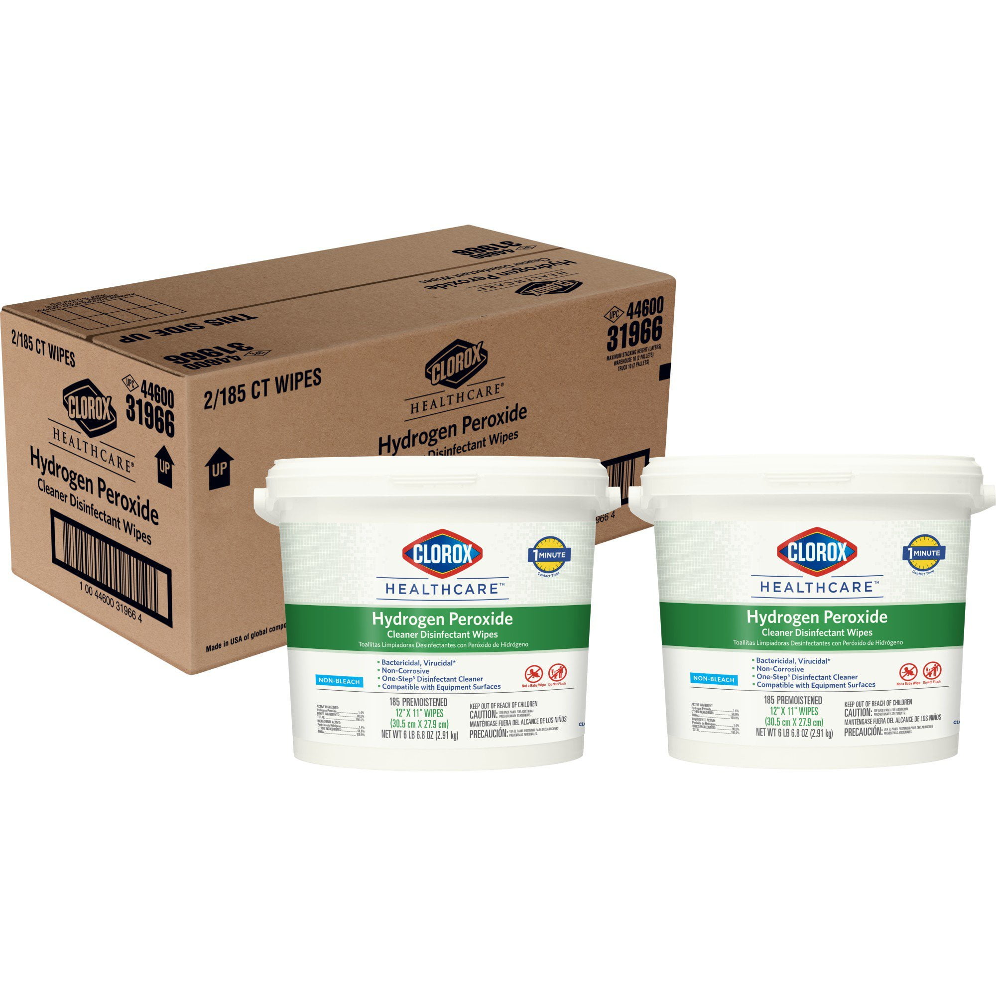 Clorox Healthcare Hydrogen Peroxide Disinfectant Wipes, 185 Count