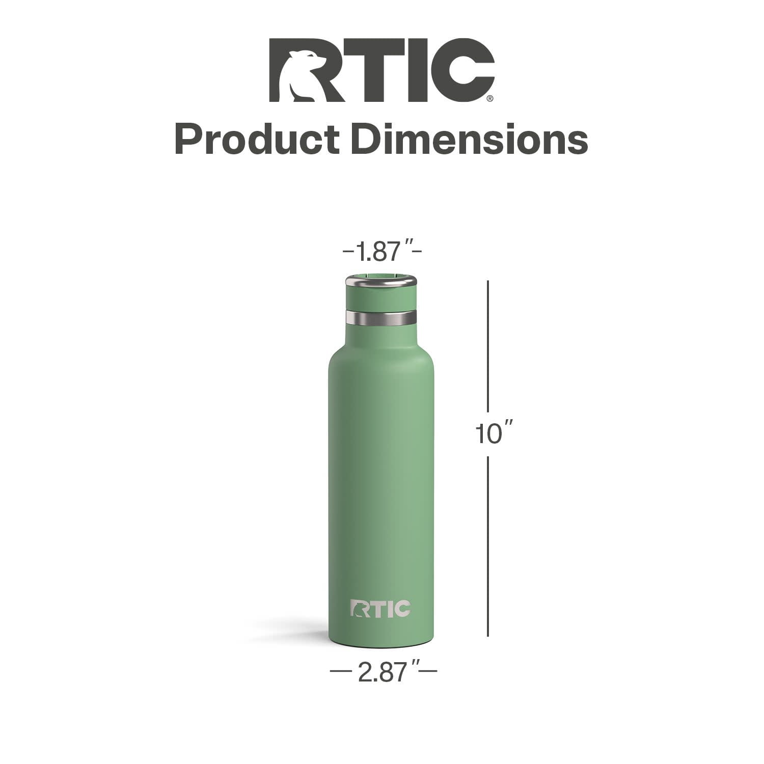RTIC 20 oz Ceramic Lined Insulated Journey Water Bottle, Leak-Proof Lid, Sage