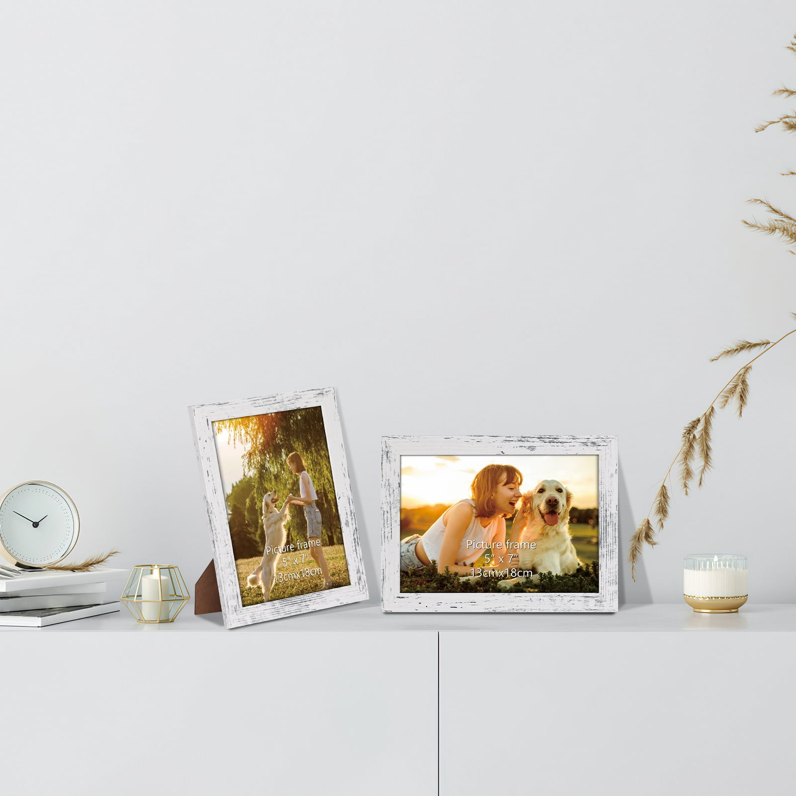5x7 Picture Frame Set of 15, Rustic Picture Frames Display 5 by 7 Photo for Wall or Tabletop