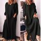 thumbnail image 1 of HH Women's Cotton and Linen Solid Color Loose Dress, 1 of 1