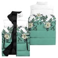 thumbnail image 3 of Ladies' Casual Fashion Sleeveless Floral Printed Cotton Vest Jacket, Turquoise, Size XL, 3 of 4