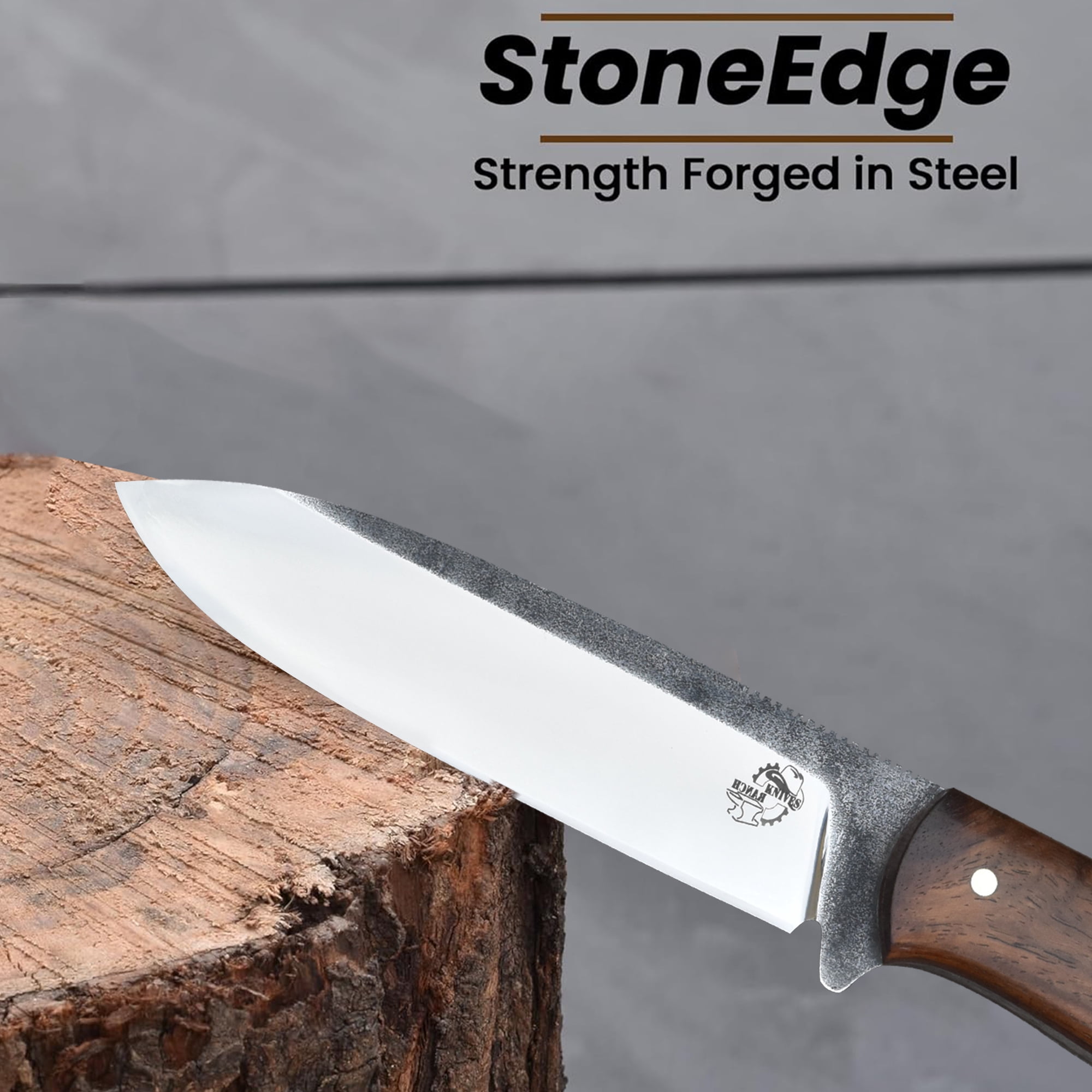 Knives Ranch 3091 440C Steel Bushcraft Knife with Rosewood Handle – Fixed Blade Outdoor Knife for Camping, Survival, Hunting & Utility Use