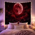 thumbnail image 2 of Blood Moon Over Jagged Mountains with Silhouetted Trees and Black Butterflies Eerie Gothic for Dark Art Lovers Fantasy Wall Decor Halloween Gift Tapestry Wall Hanging for Bedroom and Living Room, 2 of 7