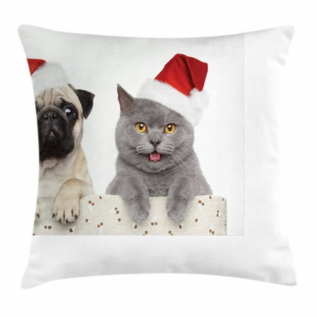 Pug Throw Pillow Cushion Cover Christmas Themed Animal Photography Adorable Decorative Dog Themed Pillows Pug Throw Pillow Cushion Cover Christmas Themed Animal Photography Adorable Decorative Dog Themed Pillows