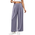 thumbnail image 2 of Mifsaly Wide Leg Track Pants Women High Waisted Pleated Athletic Pant Lightweight Breathable Flowy Casual Daily Wear Workout Clothes with Pockets Gray,XL, 2 of 7