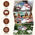 thumbnail image 7 of Blue Grey Snowman Christmas Round Tablecloth, Fitted Table Cover with Elastic for 55"-60" Round Tables, Xmas Snowflake Birds Berry Winter Table Cloth Outdoor Dinning Party Waterproof Tablecloths, 7 of 7