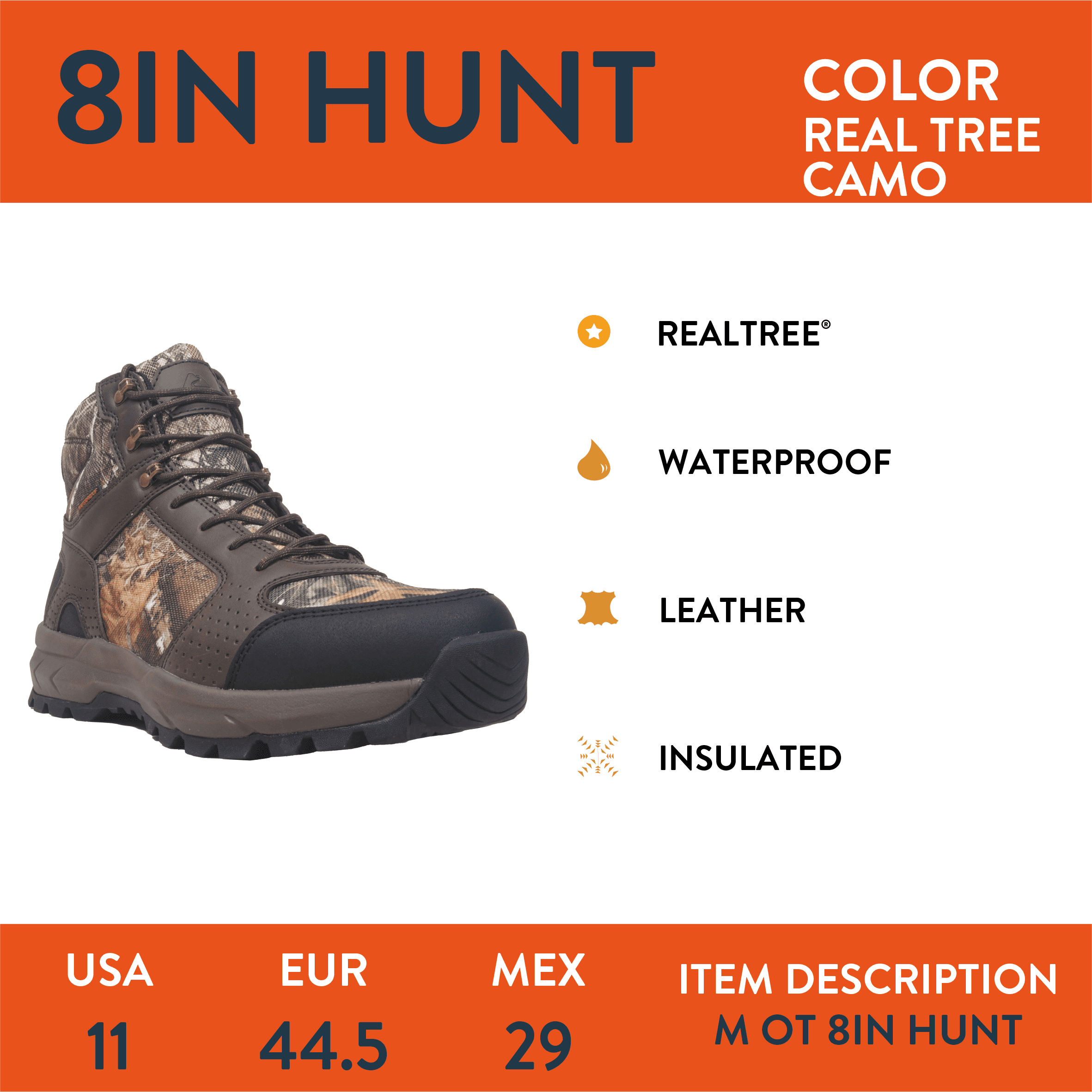Ozark Trail Men's 8-Inch Real Tree Hunting Boots