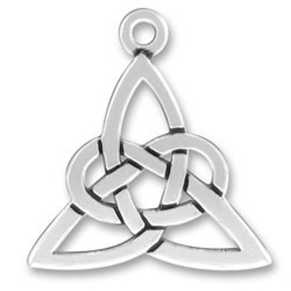 Sterling Silver 20" Unisex 1.5mm Box Chain Celtic Knot Triangle Pendant Necklace