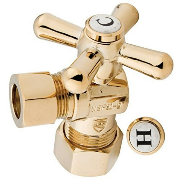 kingston brass cc54402x vintage 1/2" compression x 1/2" od angle stop, 21/8", polished brass