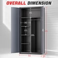 thumbnail image 6 of DNA Motoring 72" Gray/Black Lockable Metal Storage Wardrobe Cabinet w/Hanging Rod & 4 Shelves, 6 of 7