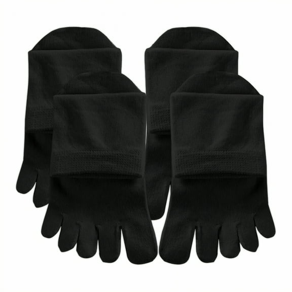 TELOLY 2Pairs Toe Socks,Short-Cut Womens Crew Socks,Sweat-Absorbent & Breathable Mens Low Cut Socks,Black