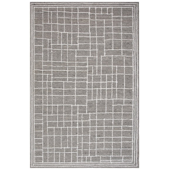 Woven Trends Simon Area Rug A07215 Transitional Style, Geometric Pattern, Pet & Family Friendly, Living Room, Dining Room, Office, Medium Pile Hand Made Wool Area Rug in Grey - 8' x 10'