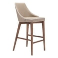 thumbnail image 2 of Moor Counter Stool Dark Grey Beige Wingback Seat Wood Base Walnut Finish, 2 of 8