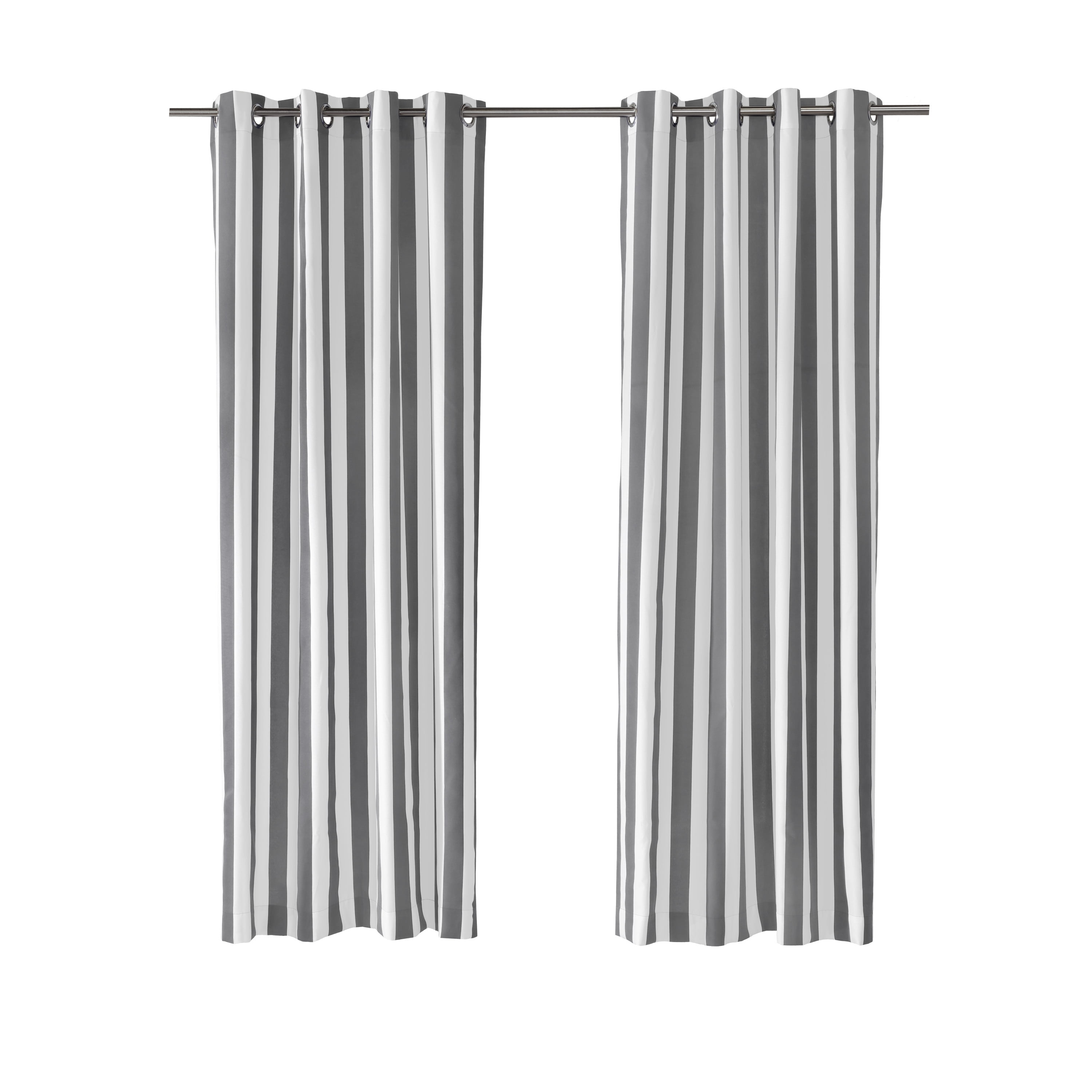 Corsica Stripe Indoor/Outdoor Curtain Panel 50" x 108" in Alloy Grey