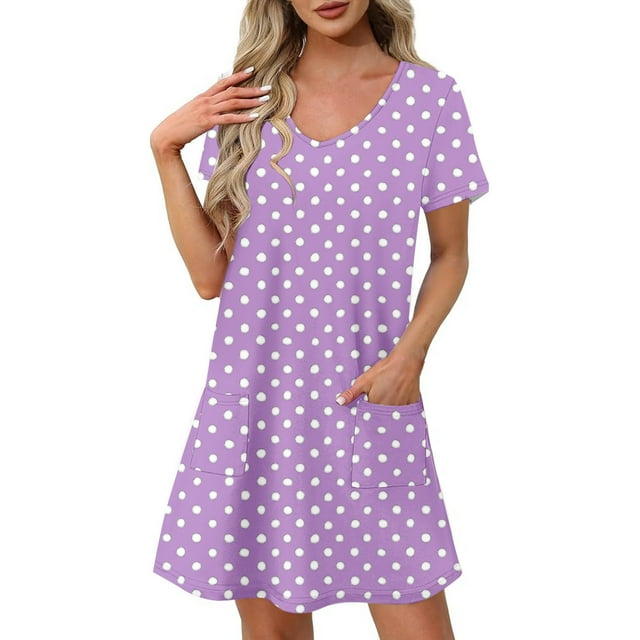 CHGBMOK Robes de Printemps pour Femmes Manches Courtes Robes Décontractées Col en V Robe de Soirée avec Poches, Tailles P-2TG