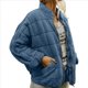 thumbnail image 2 of Chaquetas Acolchadas para Mujer, Informales, de Cuello Alto, Larga, Abrigos de Invierno Extragrandes con Cremallera Azul Gris M, 2 of 7