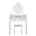 thumbnail image 3 of Franhais Dressing Table with Stool, Density Board Wood Dresser with Drawers and Footstool, Gift for Daughter, Girlfriend, 3 of 8
