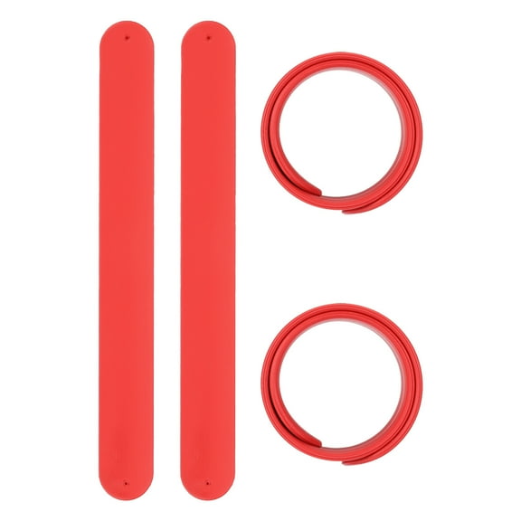 Slap Bracelets 8.5" x 1", 4 Pcs Silicone Slap Bracelet Bulk Blank Snap Band Soft Wristband for Party Favor DIY Gifts Classroom Birthday Crafts, Red