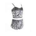 thumbnail image 2 of Women's Velvet 2PCS Outfits Sexy Spaghetti Strap Crop Top and Shorts Pajama Sets Pjs Lounge Wear, 2 of 6