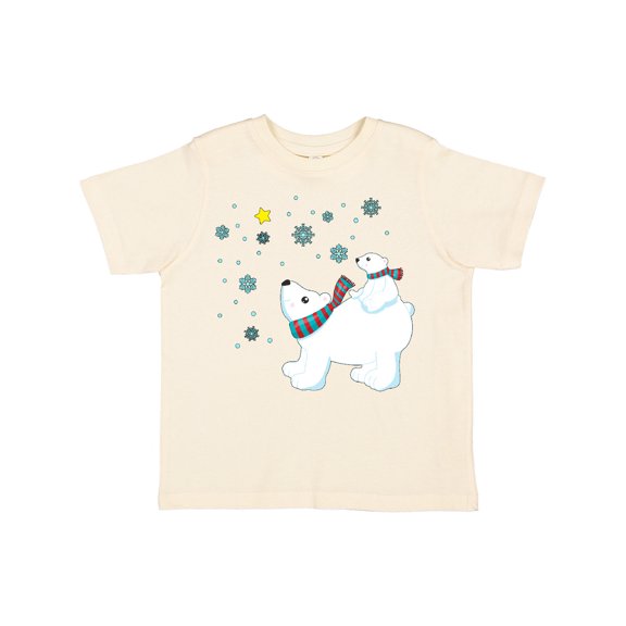 Inktastic Christmas Polar Bear and Cub with a star Boys or Girls Toddler T-Shirt