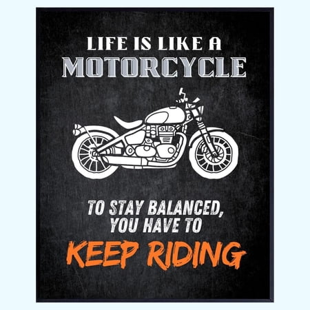 Keep Riding Motorcycle Wall Art – Motivational Garage Decor, Biker Quote Poster, Gift for Motorcycle Lovers