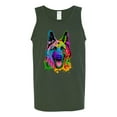 thumbnail image 2 of Wild Bobby, Colorful Happy German Shepherd Dog Animal Lover Mens Graphic Tank Top, Forest Green, 2XL, 2 of 3
