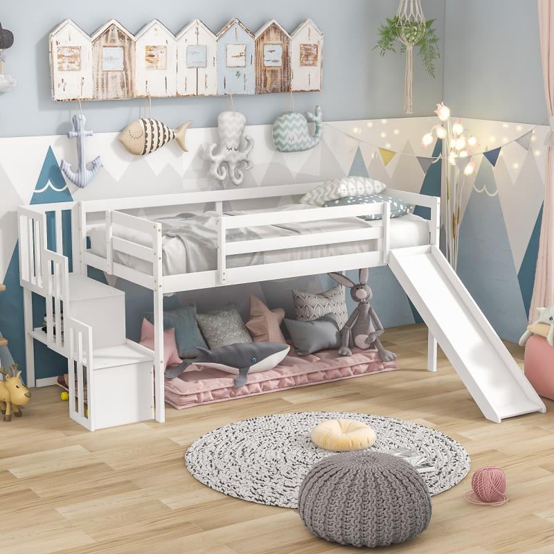 uhomepro Low Loft Beds for Kids, Twin Loft Bed with Kuwait Ubuy