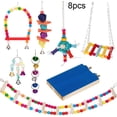thumbnail image 2 of Flmtop 8Pcs Pet Bird Parrot Rattan Ball Bell Beads Stand Cage Hanging Swing Chew Toys Random Color, 2 of 8