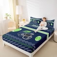 thumbnail image 4 of Homewish Est Sleep Football Bed Sheets for Kids, Soccer Sports Helmet King Sheets, Navy Green Cartoon Sheet Set, Ultra Soft Bedroom Decor, 4 Pieces, 4 of 7