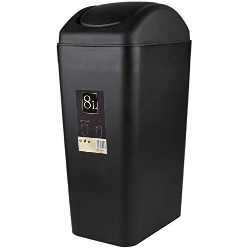Bathroom Kitchen Trash Can Black Plastic Garbage Rubbish Bin Basket Khaki _L 