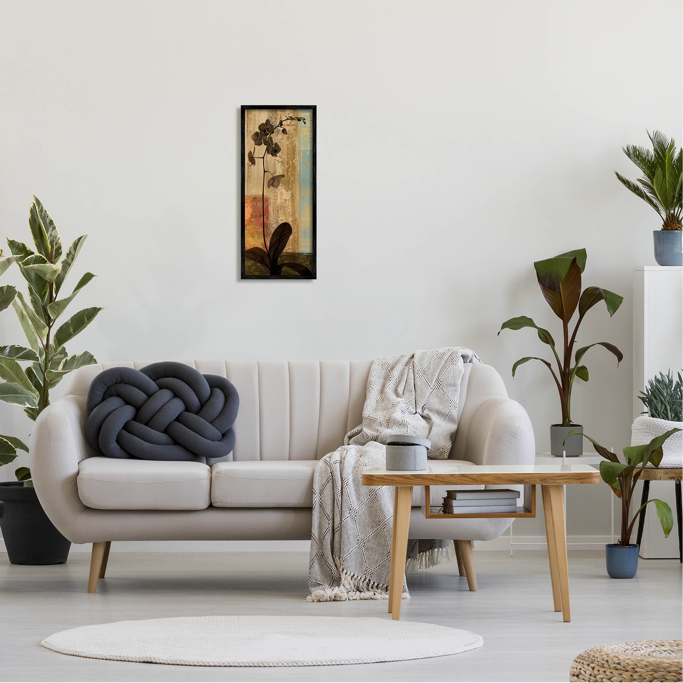 Rustic Orchid Geometric Abstract Botanical & Floral Graphic Art Black Framed Art Print Wall Art