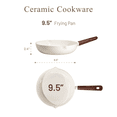 thumbnail image 5 of Carote 9.5" Ceramic Nonstick Frying Pan, Cooking Skillet with Bakelite Handle, Induction Compatible, Easy to Clean, White, 5 of 6