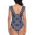 thumbnail image 6 of Yiaed Geometry Flower Print Women's Ruffled One Piece Swimsuit V Neck Swimwear Slimming Monokini for Woman-X-Large, 6 of 8