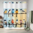 thumbnail image 6 of No Hook Shower Curtain, Spring Bird Shower Curtains for Bathroom with See Through Top Window, Blue Yellow Colorful Animal Oil Painting Waterproof & Washable Bath Curtain 66"x72", 6 of 9
