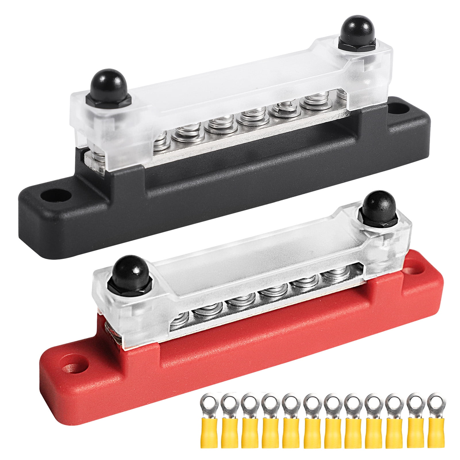 2 Stück 6-polige Einreihige Sammelschiene 150A BusBar Box mit 6  M4-Schrauben und 2 M6-Bolzen, DC Stromverteilungsblock Erdungsstrom für  Auto Marine RV Boat Yacht : : Auto & Motorrad