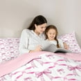 thumbnail image 5 of Castle Fairy Preppy Child Cartoon Bowknot 3 Pieces Queen Comforter Set,Pink White Ultra Soft Bedding Sets,Dreamy Princess Bowtie Bedding Comforter Set Breathable,Microfiber Bedroom Decor,Reversible, 5 of 8