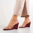 thumbnail image 3 of XYD Women Clear Square Open Toe Sandal Wedge High Heel Slip On Backless Mule Walking Comfy Slide Shoes Size 7 Red, 3 of 4